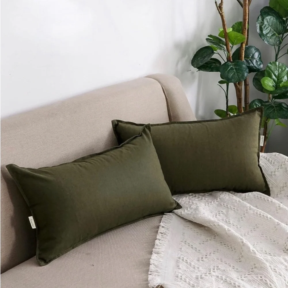 Natural Cotton Linen Green Decorative 12